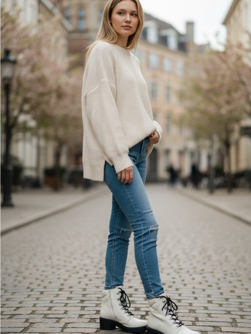 Michael Kors Tan Knit and Leather Lace-Up Sneakers - Picture 3 of 6